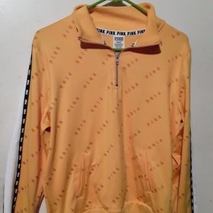 pink victoria secret mustard yellow sweater.